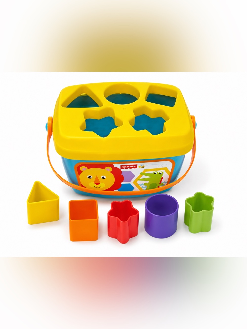 Fisher-Price Baby’s First Blocks Shape Sorter Bucket with 5 Blocks